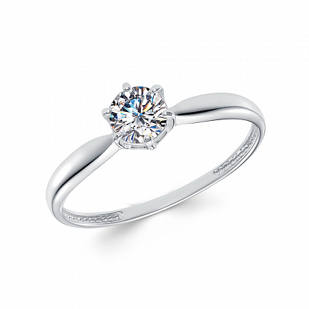 Кольцо с фианитом родированное серебро 925*