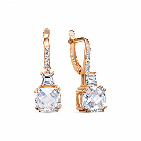 Серьги с фианитом позолоченные серебро 925*