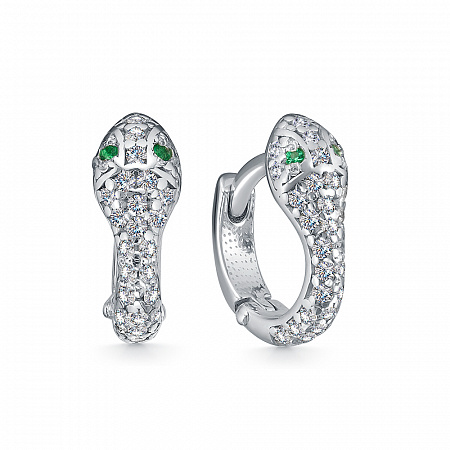 Серьги с фианитом родированные серебро 925*