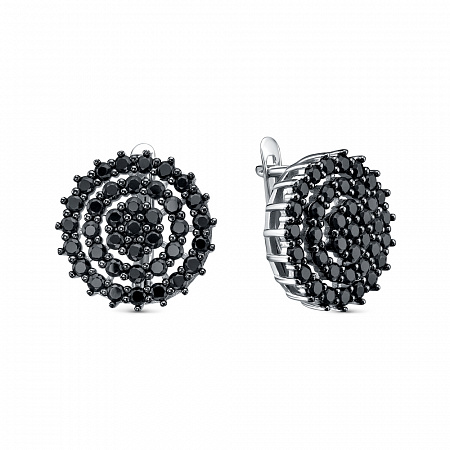 Серьги с фианитом родированные серебро 925*