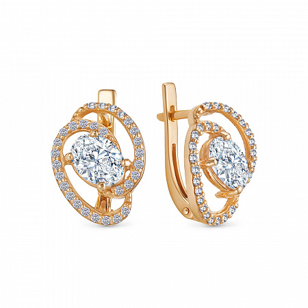 Серьги с фианитом позолоченные серебро 925*