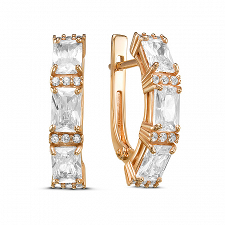 Серьги с фианитом позолоченные серебро 925*