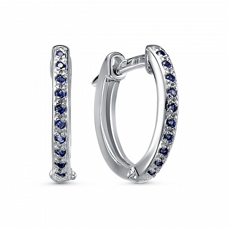 Серьги с фианитом родированные серебро 925*