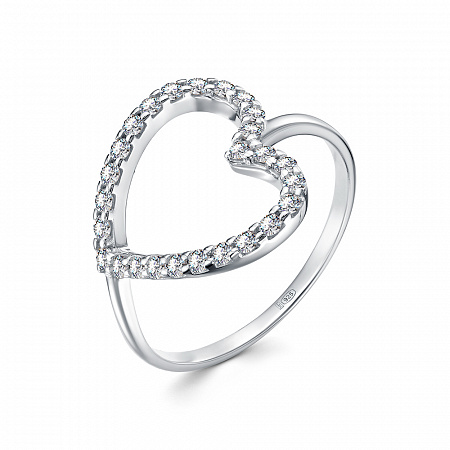 Кольцо с фианитом родированное серебро 925*