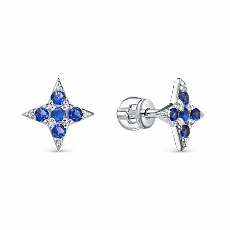 Серьги с фианитом родированные серебро 925*