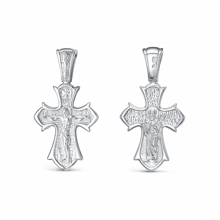 Крест (свт.Николай) из серебра литье белый