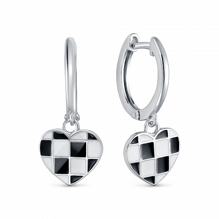 Серьги эмаль родированные серебро 925*