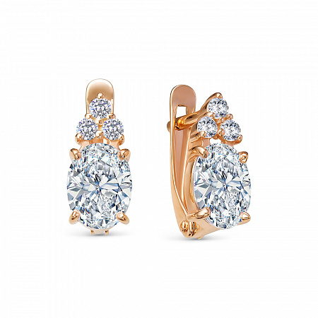 Серьги с фианитом позолоченные серебро 925*