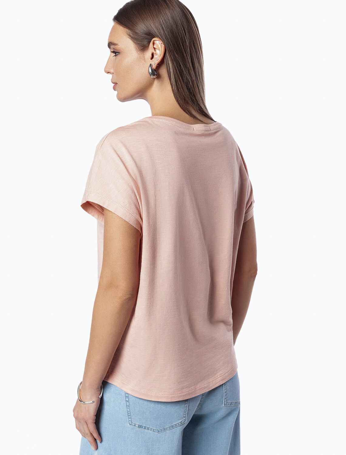 Футболка из фактурного полотна из 100% хлопка D49.070 пудровый