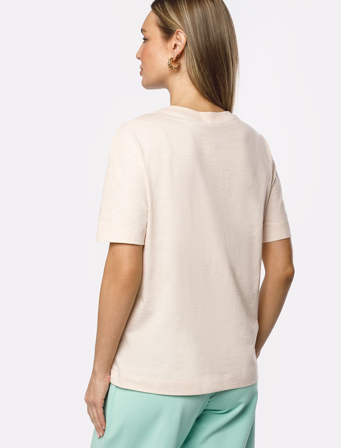 Футболка из фактурного полотна с авторским принтом D49.071 овсяный_the mind