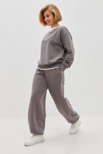 Костюм (Брюки+Свитшот) EZANNA, 1093829 W1Ks377F3 Мокрый асфальт/Белый