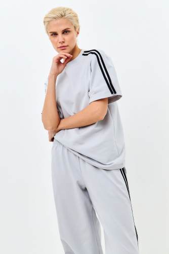 Свитшот EZANNA, 1093825 W1Sv202F2 Пепельный (Лампас)