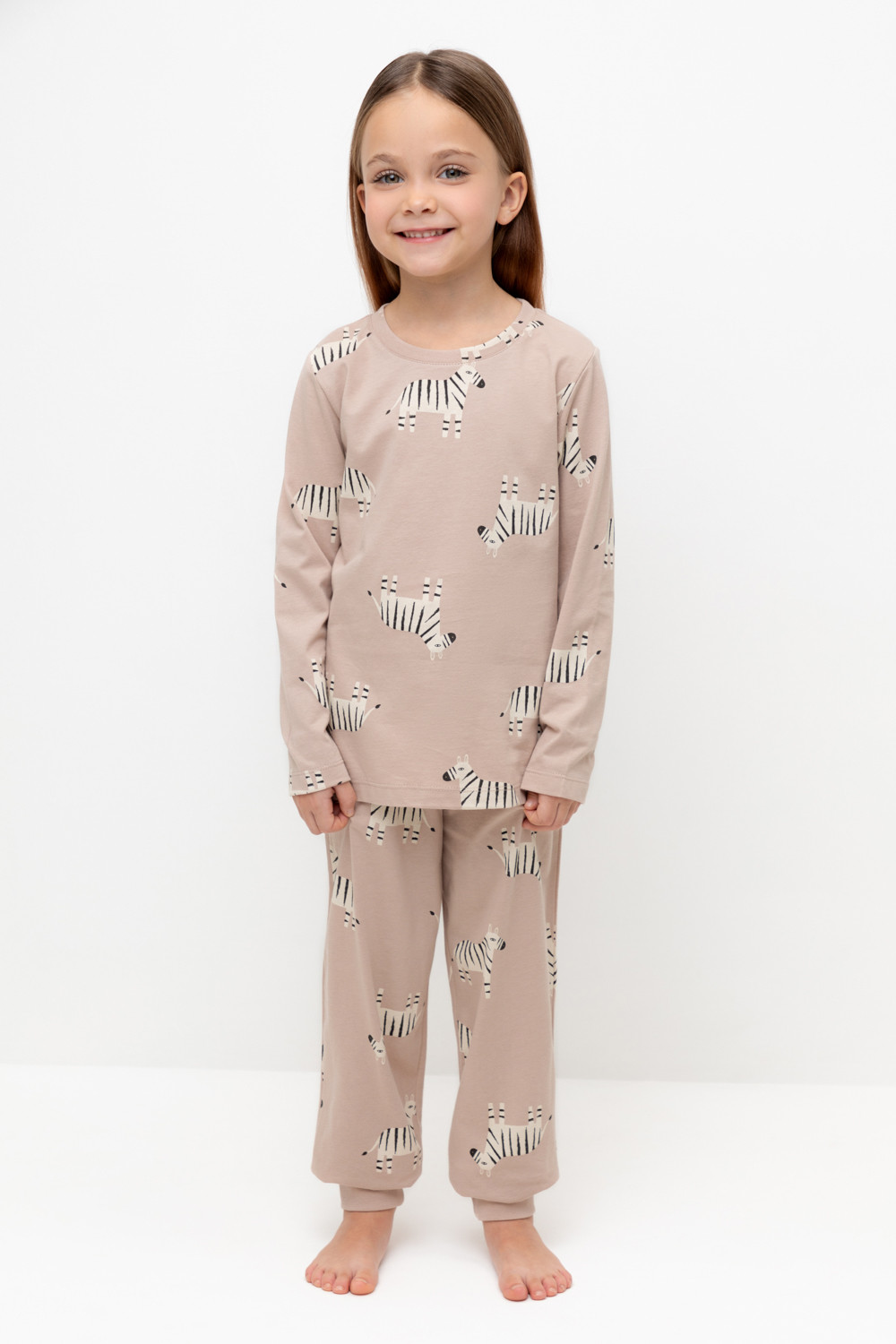 Crockid Пижама К 1561 бежевый, большие зебры Crockid