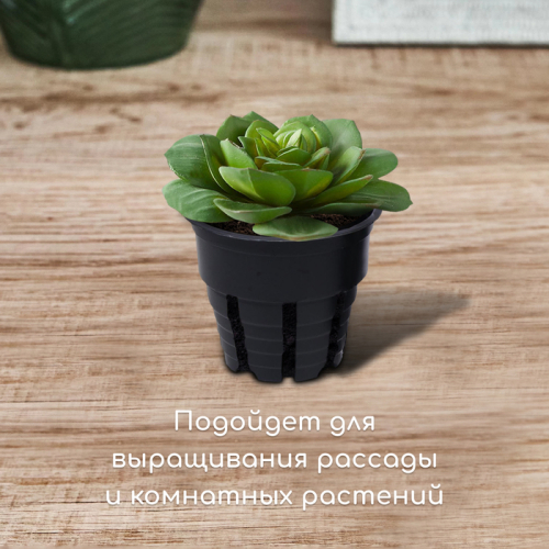 Горшок для рассады, 80 мл, d=6 см, h=5 см, чёрный, Greengo