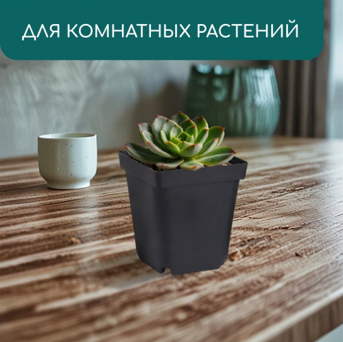 Горшок для рассады, 700 мл, 10×10×12.5 см, пластик, чёрный, Greengo