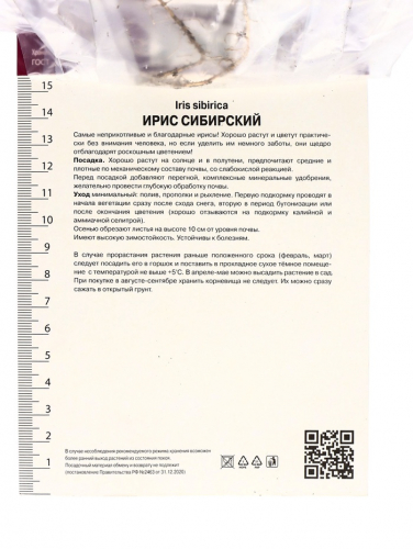 Корневище Ирис сибирский Диэ Дилайт, р-р I, 1 шт.