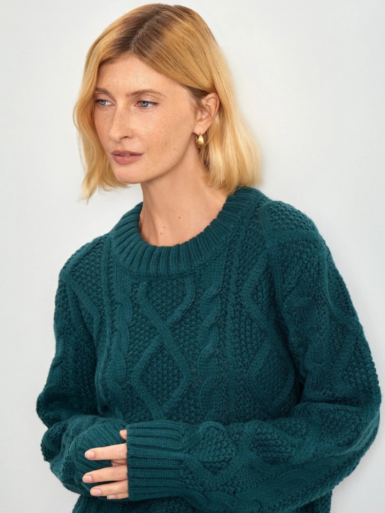 Джемпер с узорной вязкой из смесового хлопка ,
85% акрил, 15% шерсть ,