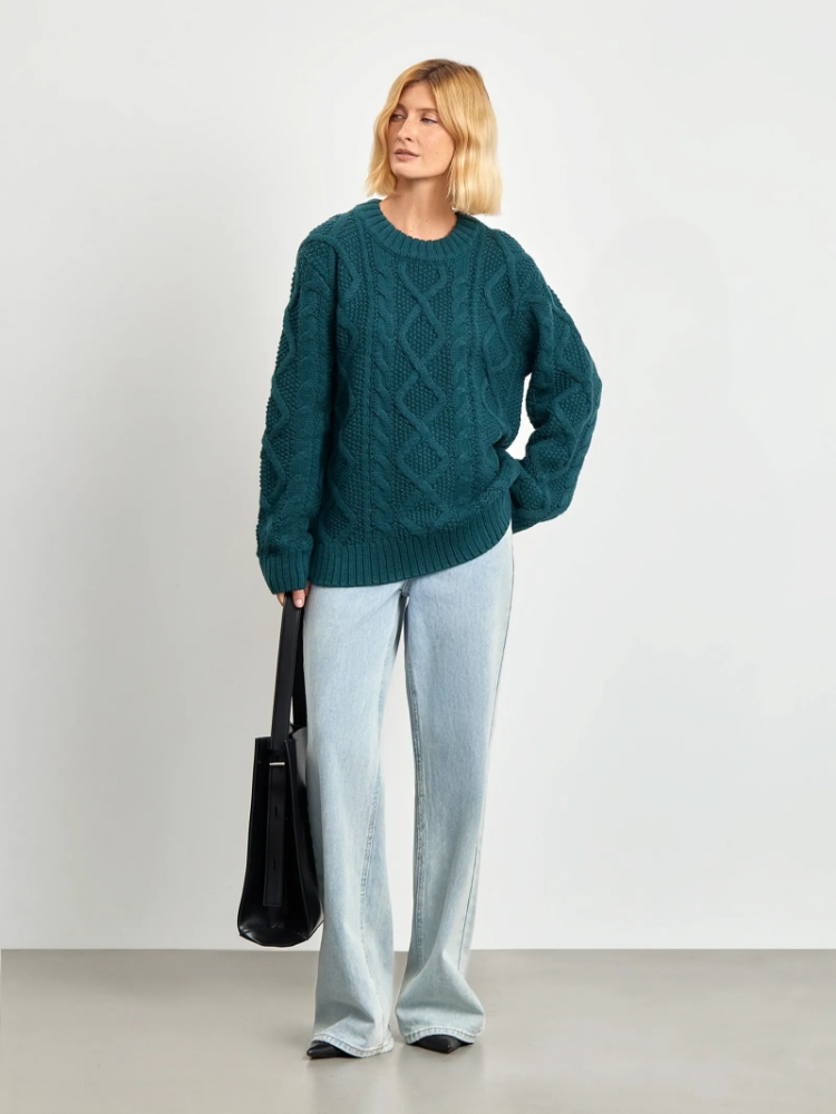 Джемпер с узорной вязкой из смесового хлопка ,
85% акрил, 15% шерсть ,