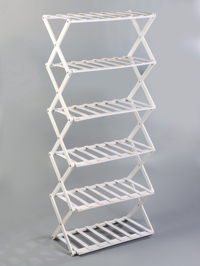Подставка для цветов Greengo, 6 полок, 50×25×110 см, напольная, бамбук, белая