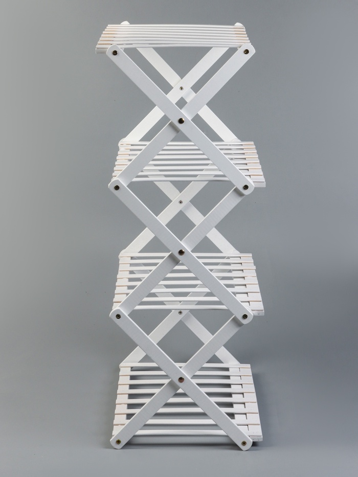 Подставка для цветов Greengo, 4 полки, 50×25×68 см, напольная, бамбук, белая