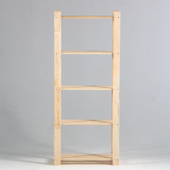 Стеллаж деревянный, 5 полок, 150×64×28 см, сосна, напольный