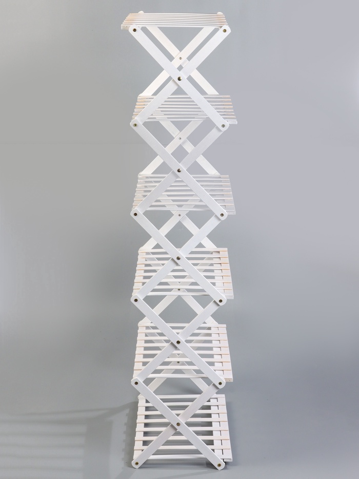 Подставка для цветов Greengo, 6 полок, 50×25×110 см, напольная, бамбук, белая