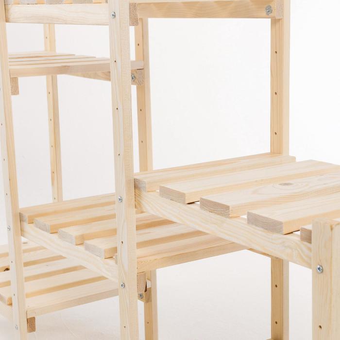 Стеллаж деревянный, 7 полок, 122×31×99.6 см, хвоя, регулируемый, напольный