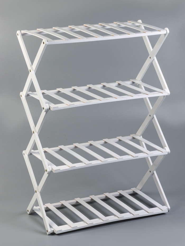 Подставка для цветов Greengo, 4 полки, 50×25×68 см, напольная, бамбук, белая