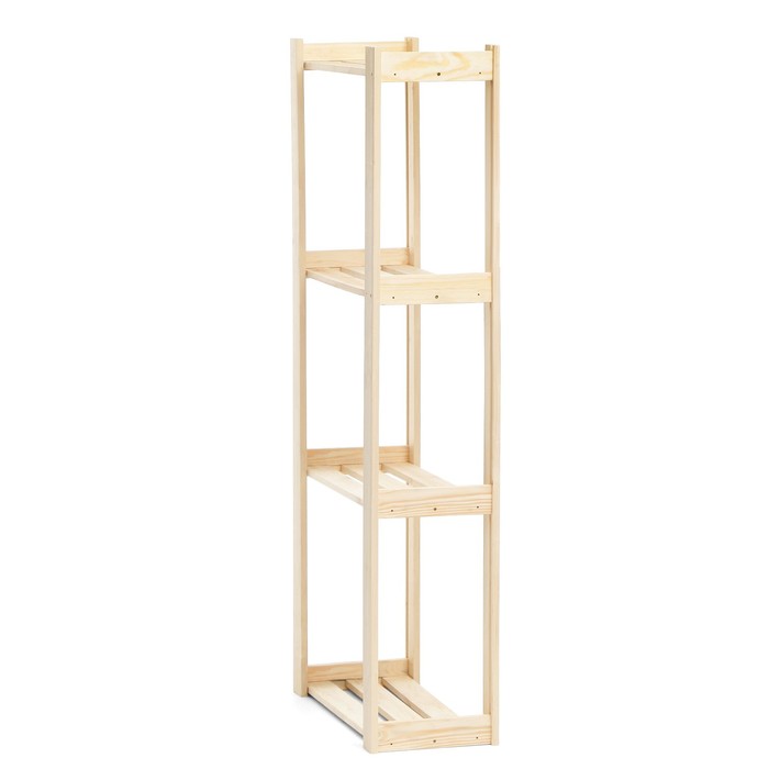 Стеллаж деревянный, 4 полки, 150×64×27.5 см, хвоя, второй сорт, напольный, «Добропаровъ»
