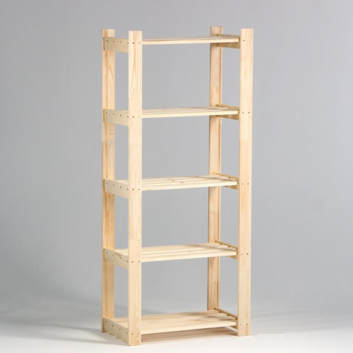 Стеллаж деревянный, 5 полок, 150×64×37.5 см, хвоя, напольный