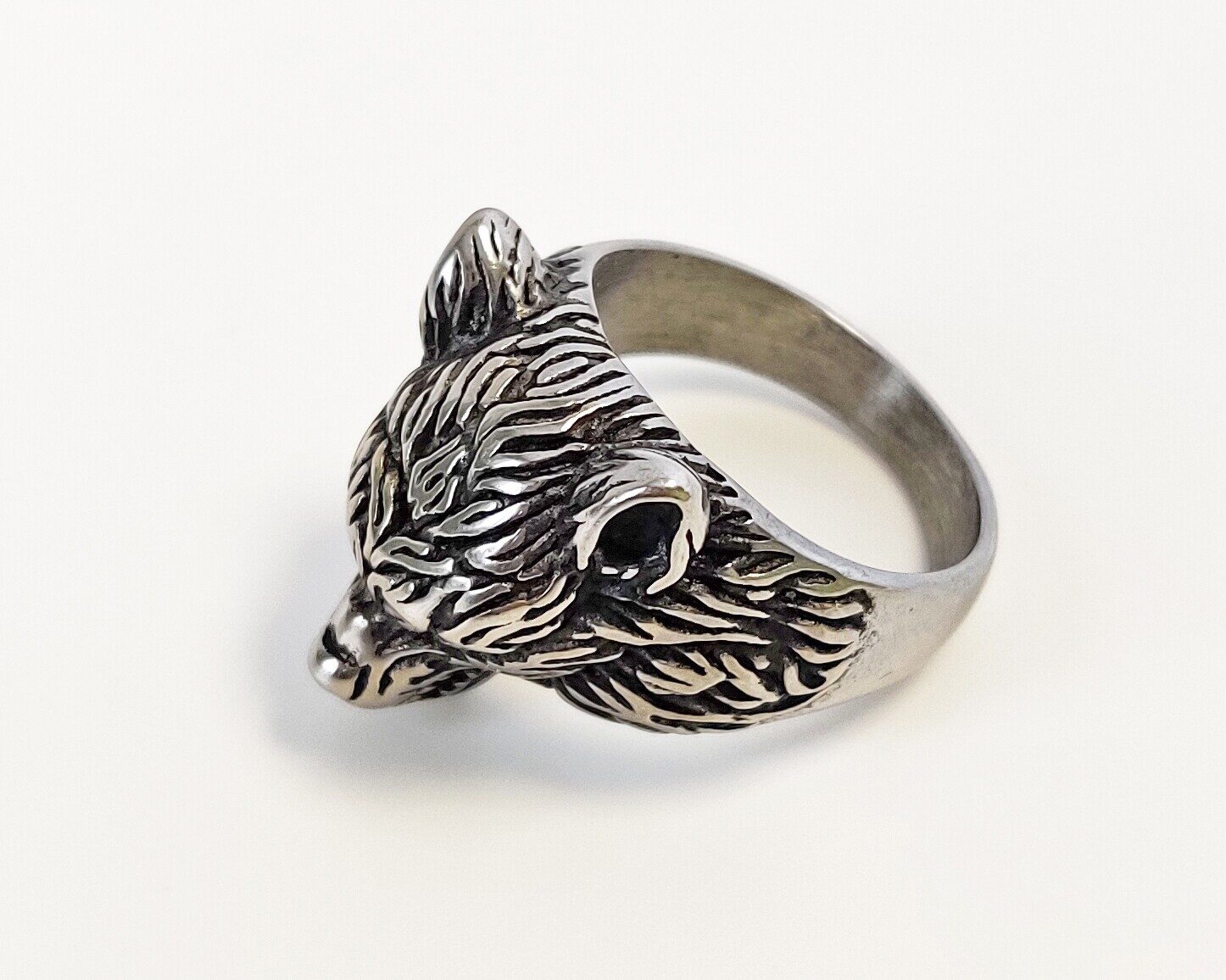 Мужское кольцо из стали Медведь