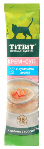 TiTBiT Крем-суп для кошек с кусочками лосося 10 г 