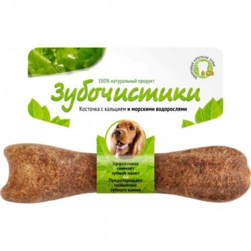 Деревенские лакомства Зубочистики Косточка жевательная для собак средних пород 10-25 кг Морские водоросли 1 шт (95 г) 