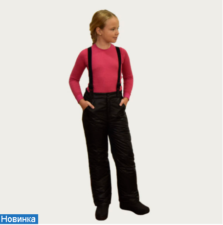 Полукомбинезон-брюки зимний для девочки, модель З044, цвет черный /cire