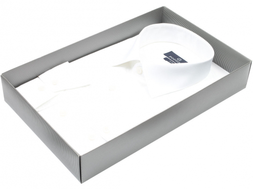 Белая приталенная мужская рубашка Poggino 8065-102