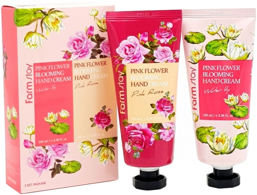 Набор кремов для рук (водяная лилия и роза) Pink flower blooming hand cream 2 set 100mlх2