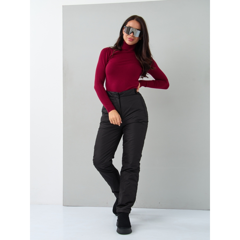 Утепленные женские брюки с высокой спинкой арт 115, цвет- черный