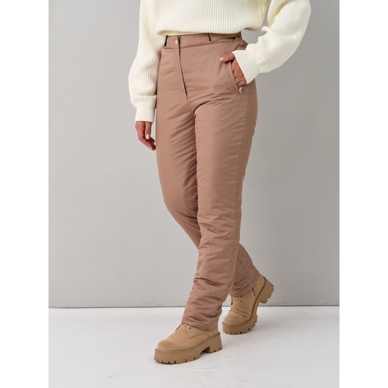 Утепленные женские брюки с высокой спинкой арт. 115, цвет- капучино