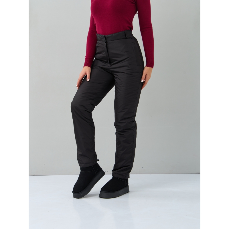 Утепленные женские брюки с высокой спинкой арт 115, цвет- черный