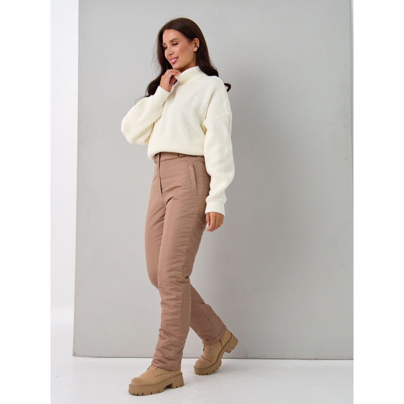 Утепленные женские брюки с высокой спинкой арт. 115, цвет- капучино