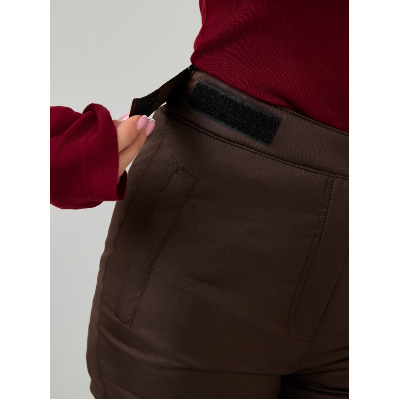 Утепленные женские брюки с высокой спинкой арт 115, цвет- шоколад