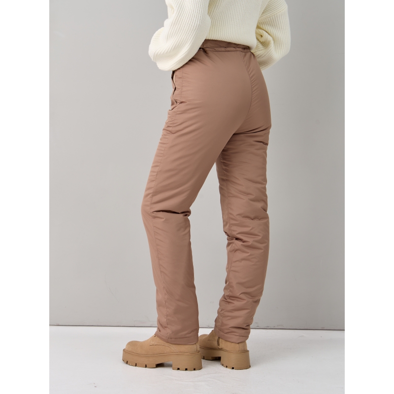 Утепленные женские брюки с высокой спинкой арт. 115,, цвет- капучино