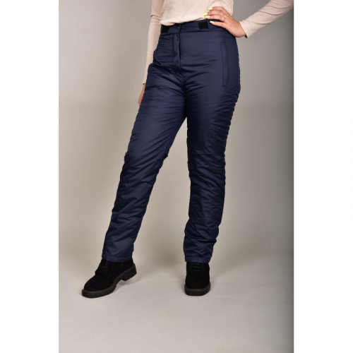 Утепленные женские брюки с высокой спинкой, на липучке арт 115, цвет- темно синий