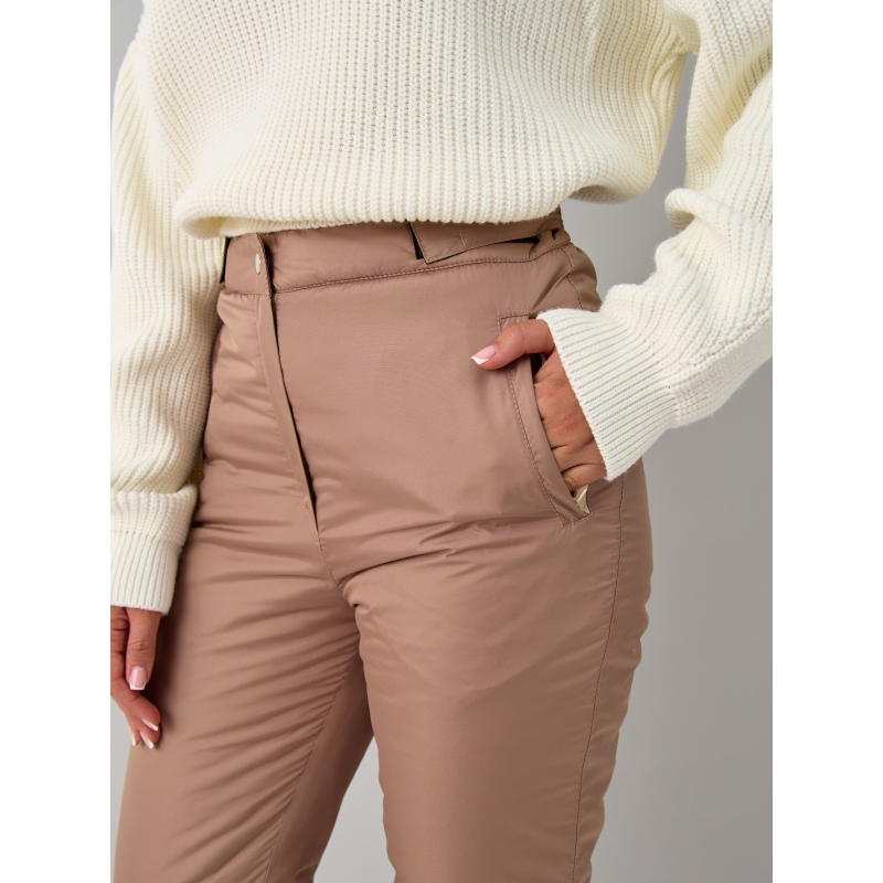 Утепленные женские брюки с высокой спинкой арт. 115, цвет- капучино