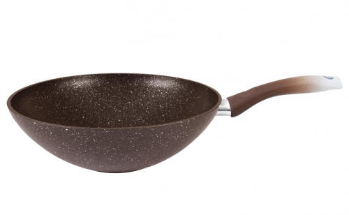 Сковорода wok (классическая) с ручкой, антипригарное покрытие (кофейный мрамор)
