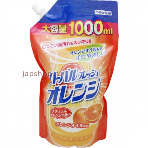 Mitsuei Средство для мытья посуды, овощей и фруктов, аромат апельсина, мягкая упаковка, 1000 мл (4978951040726)