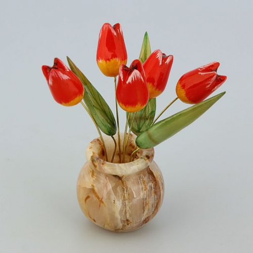 Ваза Тюльпаны 5 цветов малая /селенит, оникс/ А