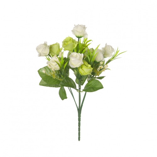 Роза в букете 7 цветов на стебле белый