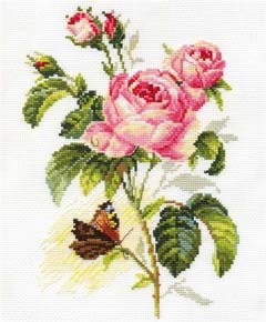 Роза и бабочка   17х25 см