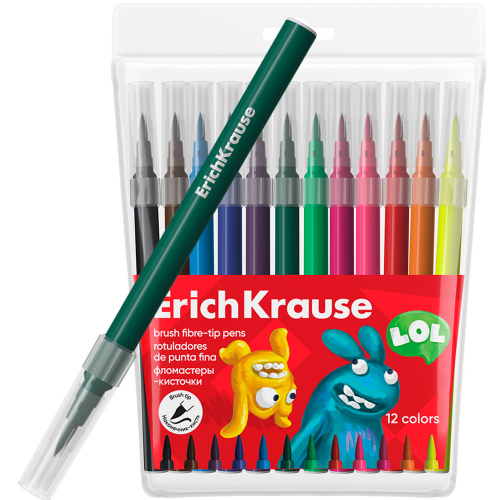 Фломастеры-кисточки 12цв Erichkrause Jolly Friends Washable 61834 в Нижнем Новгороде
